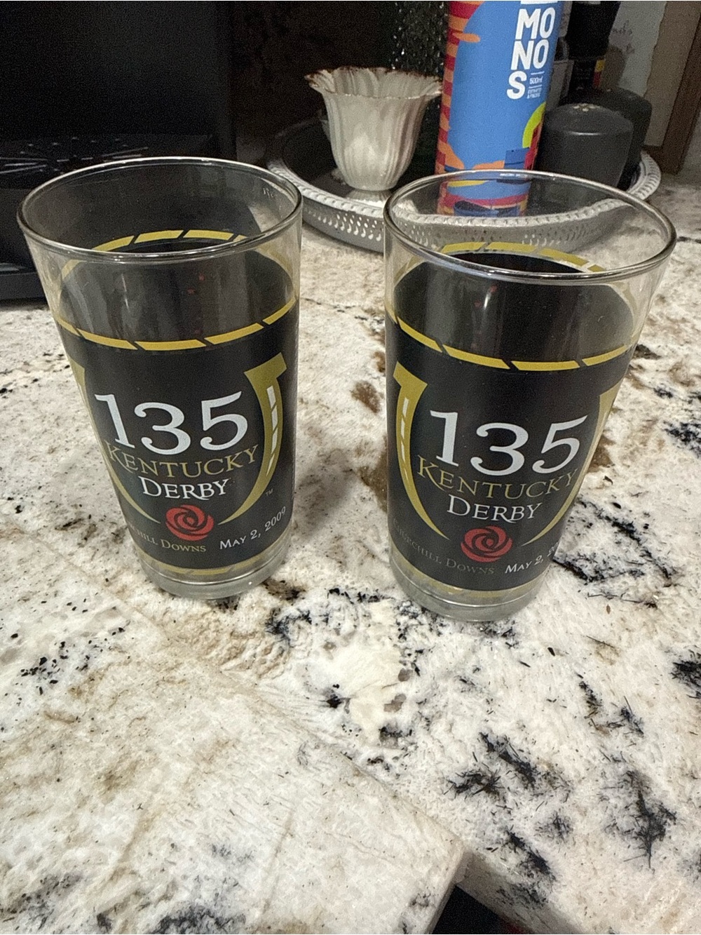 Kentucky Derby Commemorative Black Glass Tumbler